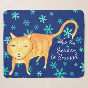 Warm Fuzzies & Winter Flurries Christmas Cat Sherpa Blanket