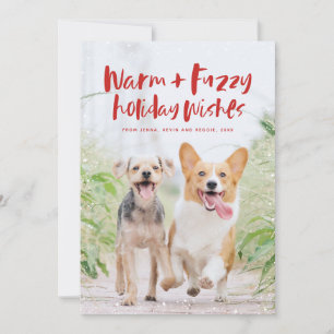 Warm fuzzy holiday wishes fun pet Christmas card