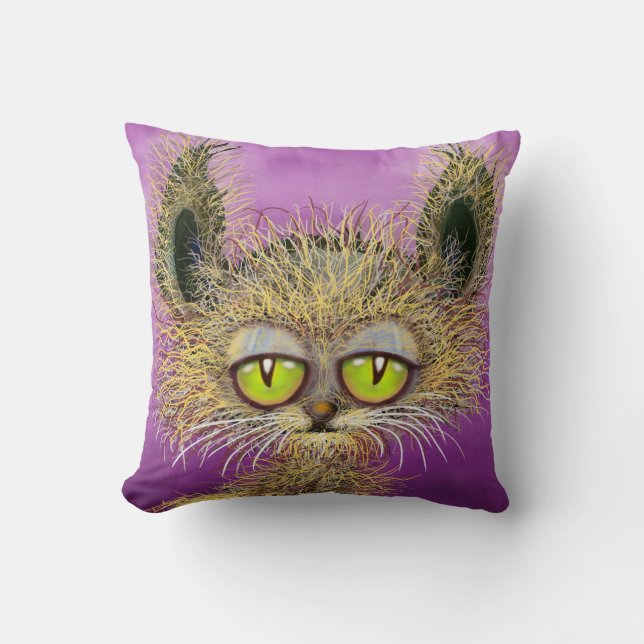 Warm Fuzzy Kitten Throw Pillow (Front)