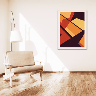 Warm Geometric Abstract Wall Art 