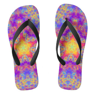 Warm Glow Star Bright Colour Swirl Kaleidoscope Flip Flops