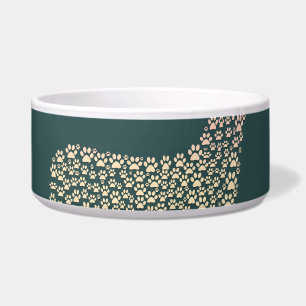 Warm Gold Gradient Paw Print Dog Silhouette Fabric