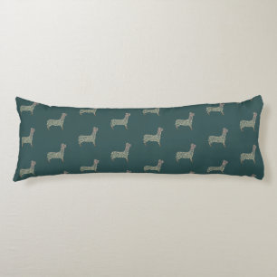 Warm Gold Gradient Paw Print Dog Silhouette Fabric Body Cushion