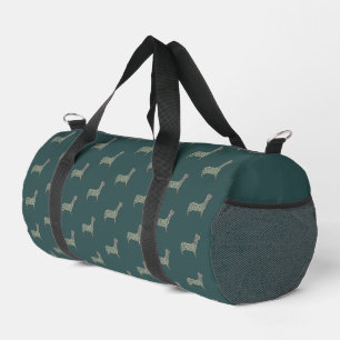 Warm Gold Gradient Paw Print Dog Silhouette Fabric Duffle Bag