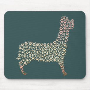 Warm Gold Gradient Paw Print Dog Silhouette Fabric Mouse Mat