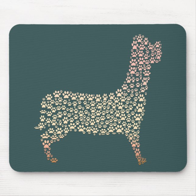 Warm Gold Gradient Paw Print Dog Silhouette Fabric Mouse Mat