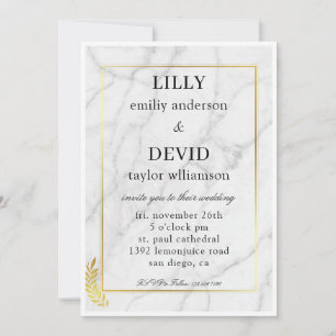 Warm Gold Marble luxury Wedding Invitation