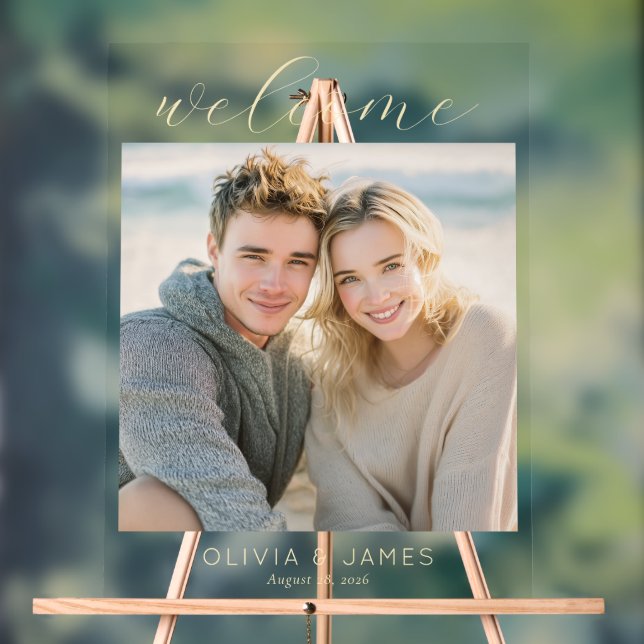 Warm Gold Minimalist Photo Acrylic Sign (Neutral)