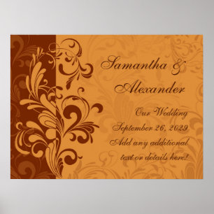 Warm Golden Autumn Swirl Poster