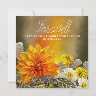 Warm Golden Floral Teacher Farewell Appreciation Thank You Card