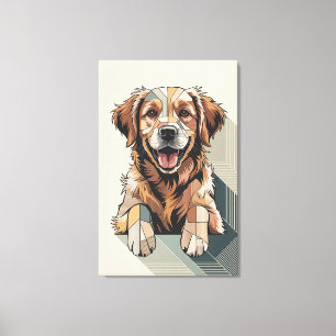 Warm Golden Retriever Mosaic Canvas Print