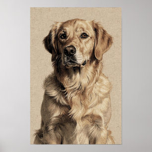 Warm Golden Retriever Portrait Poster