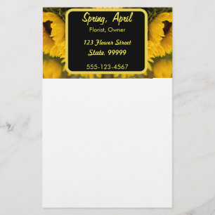 Warm Golden Sunflower Custom Stationery
