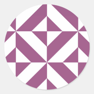 Warm Grape Geometric Deco Cube Pattern Classic Round Sticker