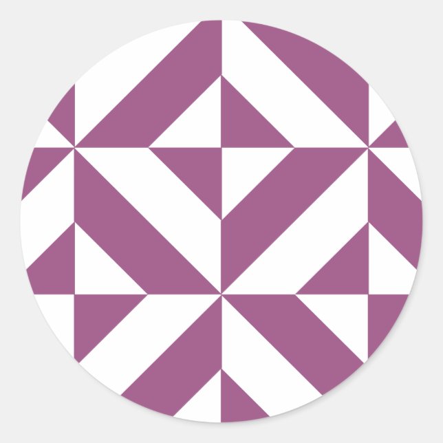 Warm Grape Geometric Deco Cube Pattern Classic Round Sticker (Front)