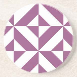 Warm Grape Geometric Deco Cube Pattern Coaster