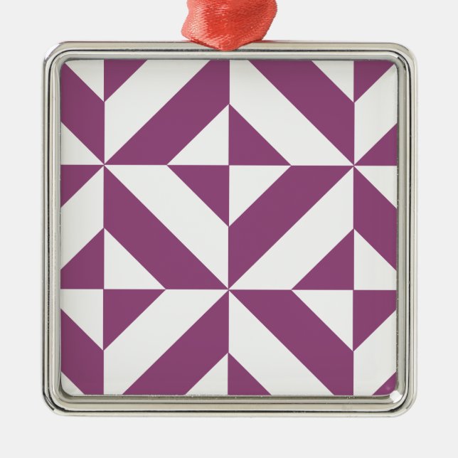Warm Grape Geometric Deco Cube Pattern Metal Tree Decoration (Front)