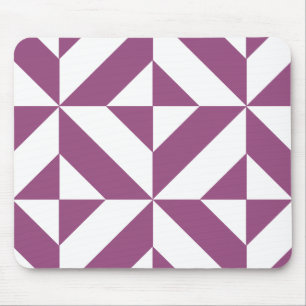 Warm Grape Geometric Deco Cube Pattern Mouse Mat