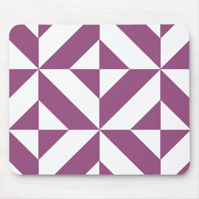 Warm Grape Geometric Deco Cube Pattern Mouse Mat (Front)