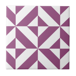 Warm Grape Geometric Deco Cube Pattern Tile