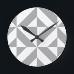 Warm Gray Geometric Deco Cube Pattern Round Clock<br><div class="desc">This abstract,  geometric cubed pattern will add vibrance and classic flair to any home or office decor. Always ready for you to personalize with your name and/or your loved one's name,  as well.</div>