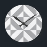 Warm Gray Geometric Deco Cube Pattern Round Clock<br><div class="desc">This abstract,  geometric cubed pattern will add vibrance and classic flair to any home or office decor. Always ready for you to personalize with your name and/or your loved one's name,  as well.</div>
