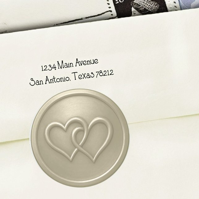 Warm Gray Two Hearts Intertwined Wedding Classic Round Sticker (Creator Uploaded)