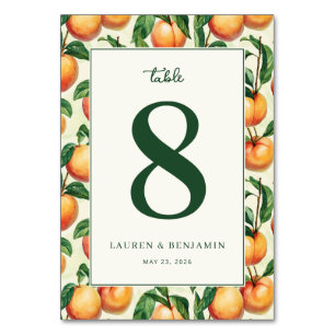 Warm Green Apricot Border Table Number