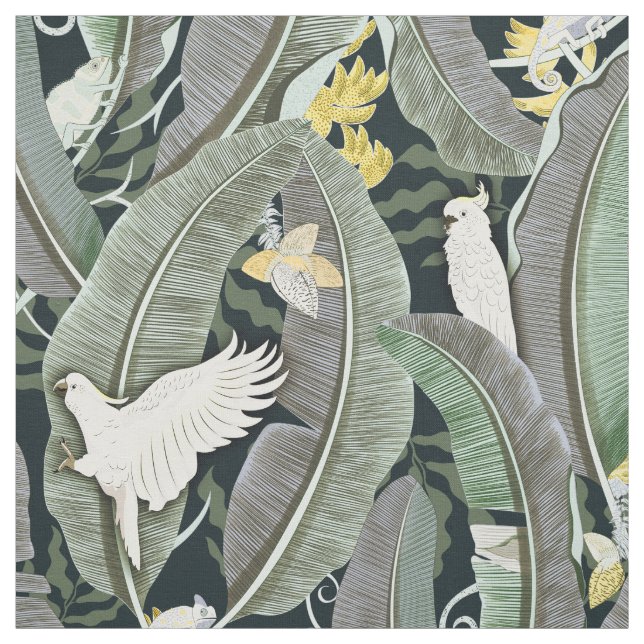 Warm Green Banana Leaf Oasis Fabric (Swatch)