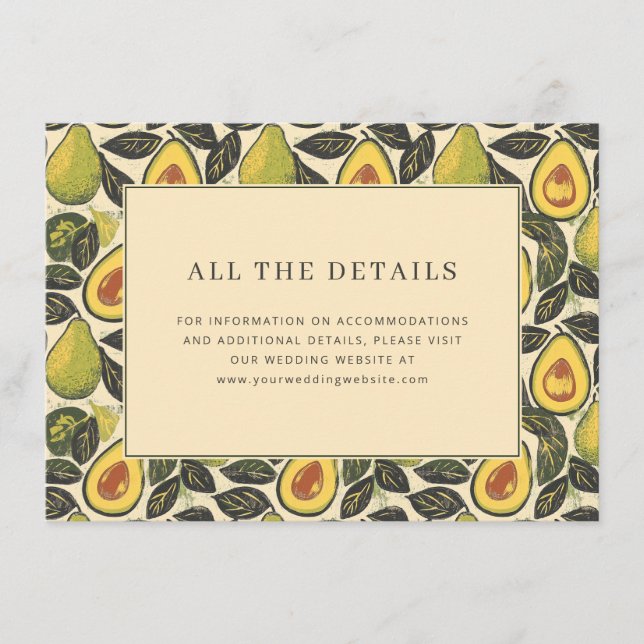 Warm Green Botanical Avocado Border Enclosure Card (Front)