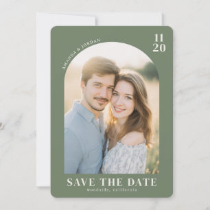Warm Green Contemporary Photo Save The Date