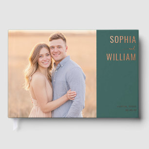 Warm Green Elegant Photo Guest Book