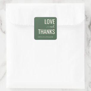 Warm Green Gratitude Calligraphy Square Sticker