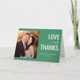 Warm Green Minimalist Photo Thank You Card