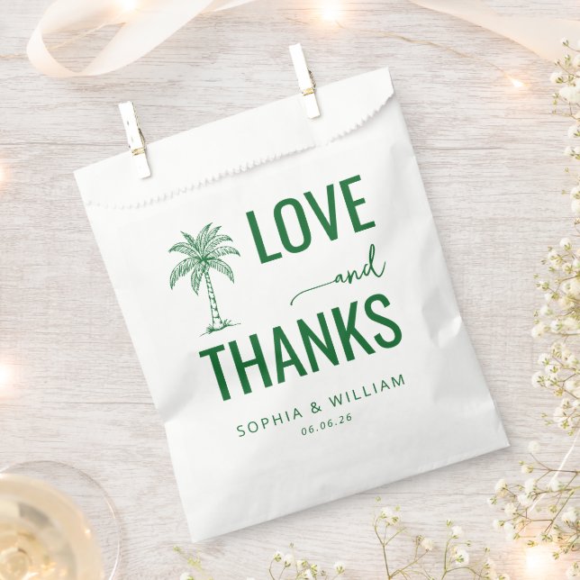 Warm Green Palm Tree Favour Bags (Clipped)