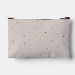 Warm Greige Japanese Cherry Blossom Floral Pattern Accessory Pouch