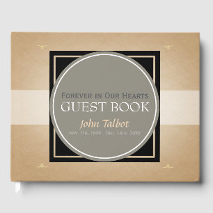 Warm grey Circle B Square Memorial Guest Book