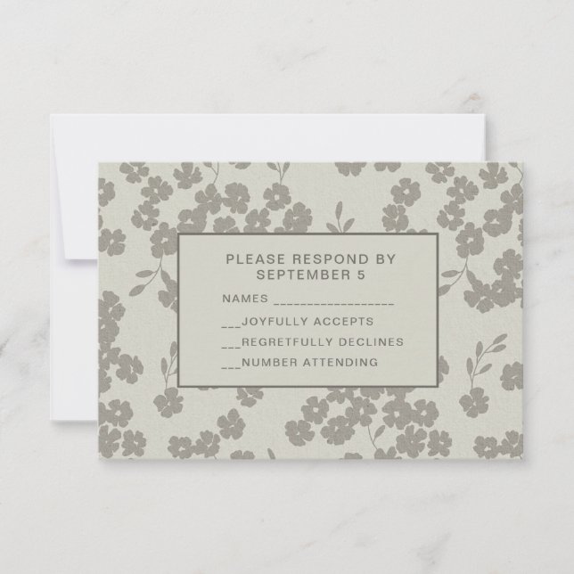 Warm Grey Formal Floral RSVP Card Elegant Modern (Front)
