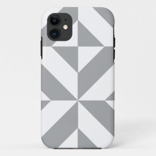 Warm Grey Geometric Deco Cube Pattern iPhone 11 Case