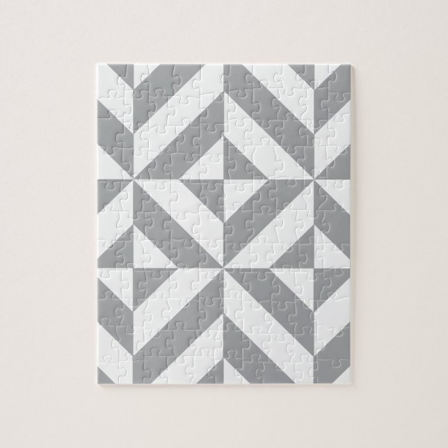 Warm Grey Geometric Deco Cube Pattern Jigsaw Puzzle (Vertical)