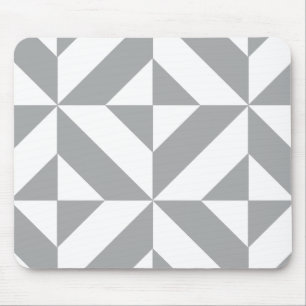 Warm Grey Geometric Deco Cube Pattern Mouse Mat