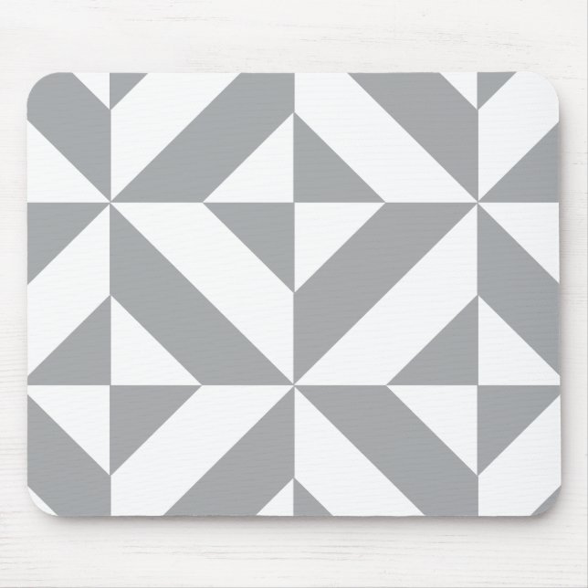 Warm Grey Geometric Deco Cube Pattern Mouse Mat (Front)