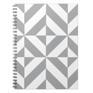 Warm Grey Geometric Deco Cube Pattern Notebook