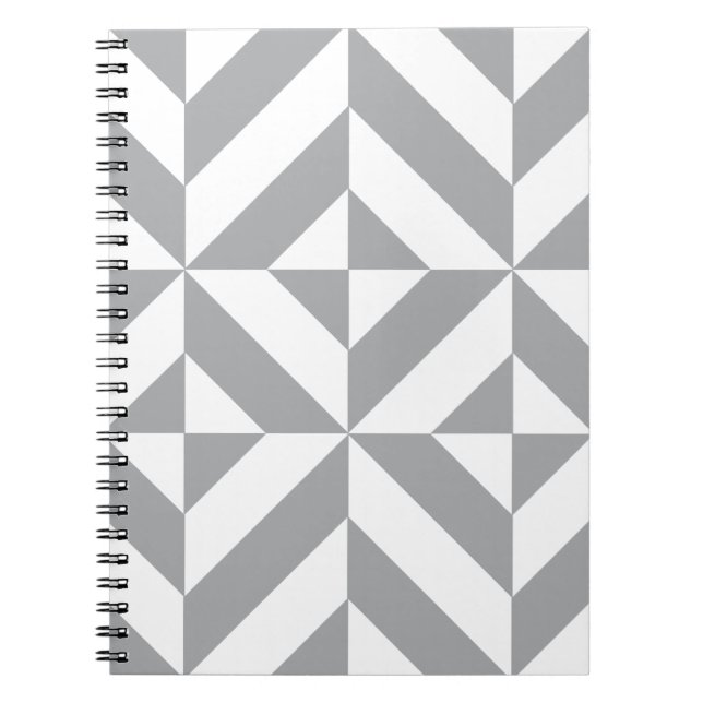 Warm Grey Geometric Deco Cube Pattern Notebook (Front)
