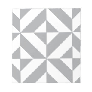 Warm Grey Geometric Deco Cube Pattern Notepad
