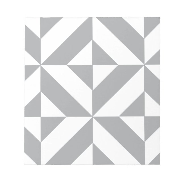 Warm Grey Geometric Deco Cube Pattern Notepad (Front)