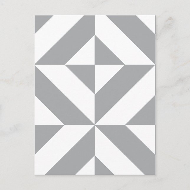 Warm Grey Geometric Deco Cube Pattern Postcard (Front)