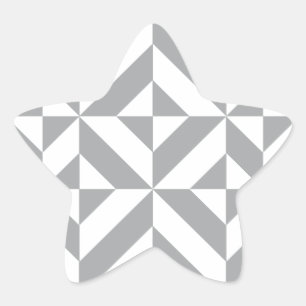 Warm Grey Geometric Deco Cube Pattern Star Sticker