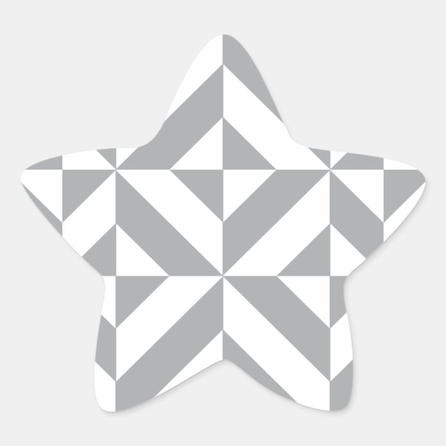 Warm Grey Geometric Deco Cube Pattern Star Sticker (Front)