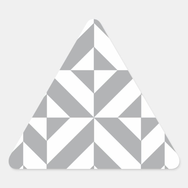 Warm Grey Geometric Deco Cube Pattern Triangle Sticker (Front)